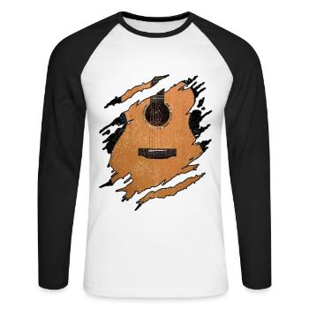 Guitar - Guitarist Acoustic Musician Gift - Unisex Long Sleeve Baseball T-Shirt - white/black - Front - Nik (191cm)