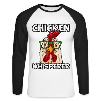 Chicken Whisperer - Unisex Baseballshirt langarm - Weiß/Schwarz - Vorne - Nik (191cm)