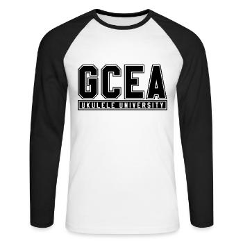 Ukulele - Unisex Baseballshirt langarm - Weiß/Schwarz - Vorne - Nik (191cm)