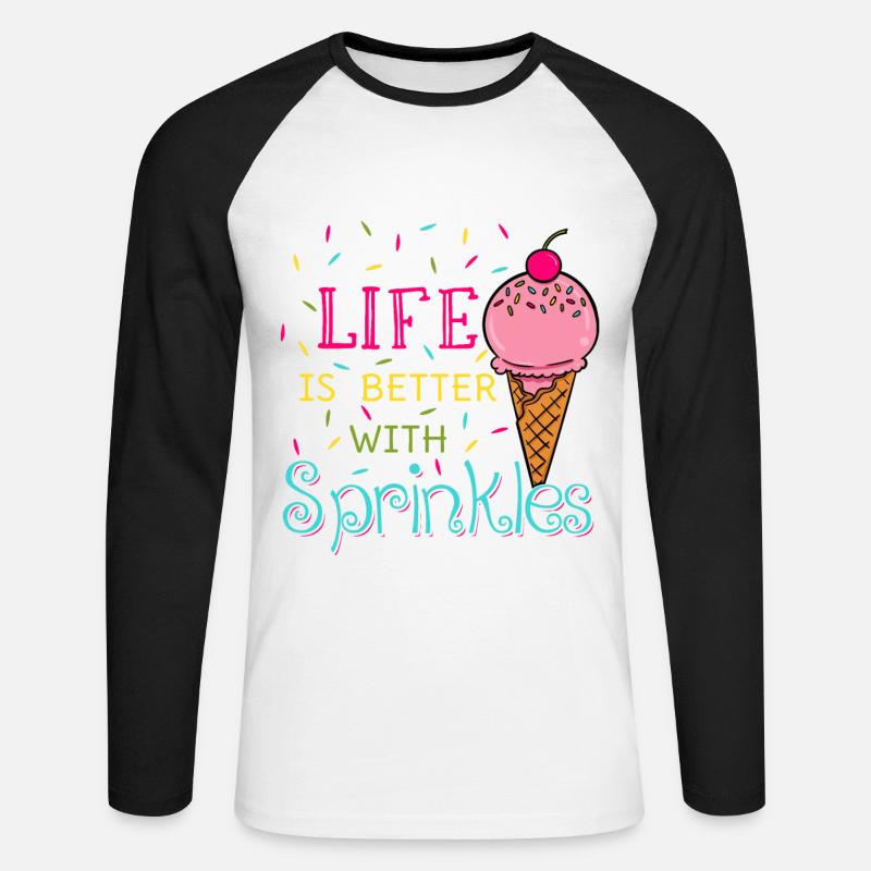 Life Is Better With Sprinkles - Unisex Baseballshirt langarm - Weiß/Schwarz