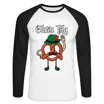 Gluten Tag - Unisex Baseballshirt langarm - Weiß/Schwarz - Vorne - Nik (191cm)