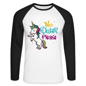 No Gluten Please - Unisex Long Sleeve Baseball T-Shirt - white/black - Front - Nik (191cm)