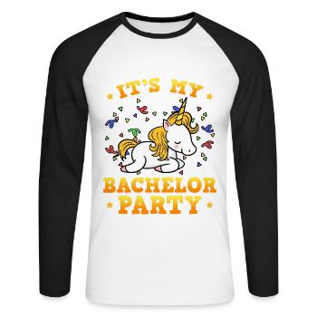 C'est mon enterrement de vie de garçon - T-shirt baseball manches longues Homme - blanc/noir - Devant - Nik (191cm)
