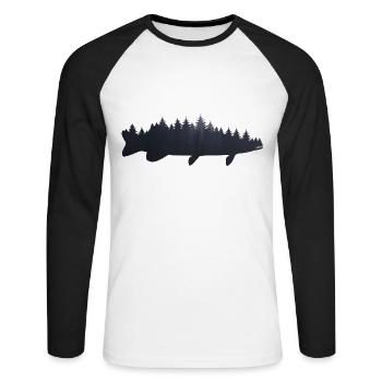 Hecht pêcher cadeau - T-shirt baseball manches longues Homme - blanc/noir - Devant - Nik (191cm)
