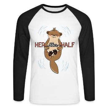 Her Otter Half - Unisex Long Sleeve Baseball T-Shirt - white/black - Front - Nik (191cm)