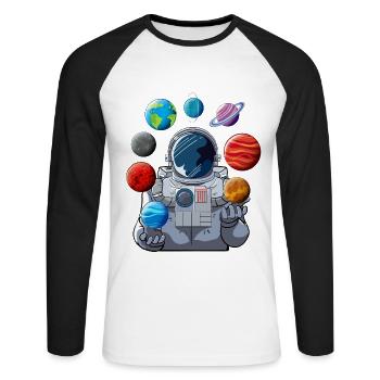 Astronaut Planet Jongleur - Unisex Baseballshirt langarm - Weiß/Schwarz - Vorne - Nik (191cm)