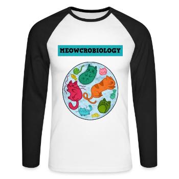 Meowcrobiology - T-shirt baseball manches longues Homme - blanc/noir - Devant - Nik (191cm)