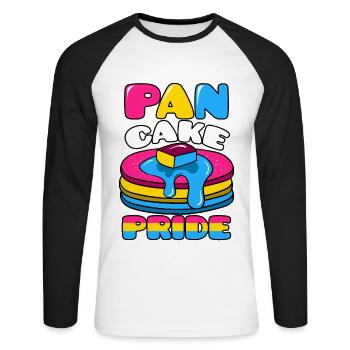 Pan Cake Pride Pansexual - Unisex Baseballshirt langarm - Weiß/Schwarz - Vorne - Nik (191cm)
