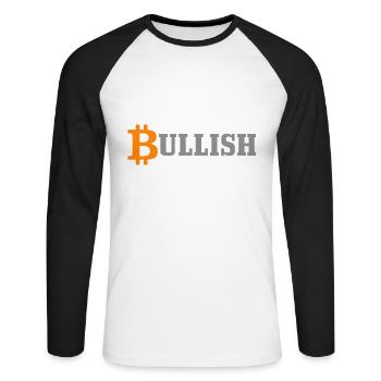 Bitcoin - T-shirt baseball manches longues Homme - blanc/noir - Devant - Nik (191cm)