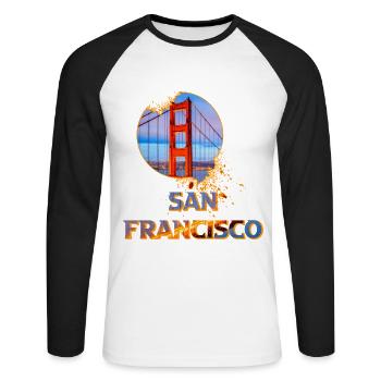 San Francisco America USA Golden Gate Bridge - Unisex Long Sleeve Baseball T-Shirt - white/black - Front - Nik (191cm)