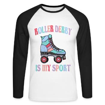 Le roller derby est mon sport - T-shirt baseball manches longues Homme - blanc/noir - Devant - Nik (191cm)