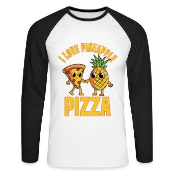 I Love Pineapple Pizza - Unisex Long Sleeve Baseball T-Shirt - white/black - Front - Nik (191cm)