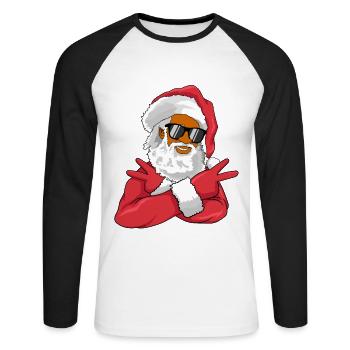 Père Noël afro-américain - T-shirt baseball manches longues Homme - blanc/noir - Devant - Nik (191cm)