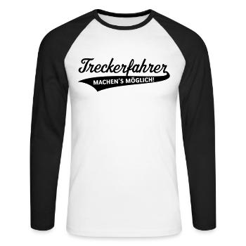 Treckerfahrer – Machen’s Möglich! (Trecker) - Unisex Baseballshirt langarm - Weiß/Schwarz - Vorne - Nik (191cm)