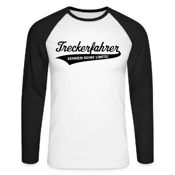 Treckerfahrer – Kennen Keine Limits! (Trecker) - Unisex Baseballshirt langarm - Weiß/Schwarz - Vorne - Nik (191cm)