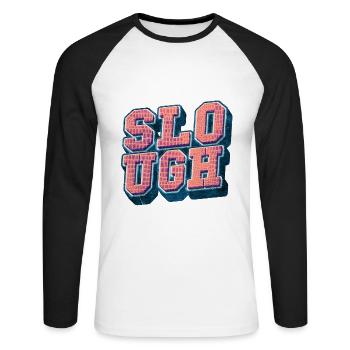 Slough England UK City Font Vintage Retro - Unisex Long Sleeve Baseball T-Shirt - white/black - Front - Nik (191cm)