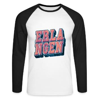 Erlangen Allemagne City Font Vintage Retro - T-shirt baseball manches longues Homme - blanc/noir - Devant - Nik (191cm)