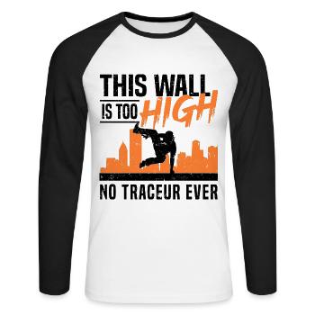 Parkour - Unisex Baseballshirt langarm - Weiß/Schwarz - Vorne - Nik (191cm)
