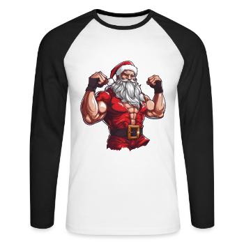 Bath Santa Claus Christmas Muscular Cool - Unisex Long Sleeve Baseball T-Shirt - white/black - Front - Nik (191cm)