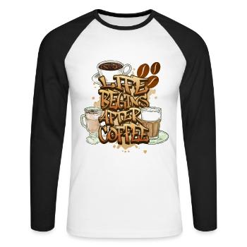 Coffee, Coffee Lover, Coffee Cup, Caffeine, Drink - Unisex Long Sleeve Baseball T-Shirt - white/black - Front - Nik (191cm)