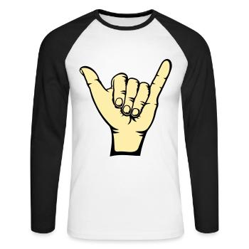 Surfer Icon Hand - T-shirt baseball manches longues Homme - blanc/noir - Devant - Nik (191cm)