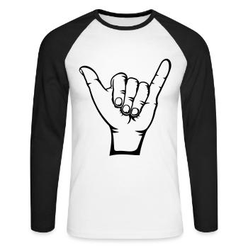 Surfer Icon Hand - T-shirt baseball manches longues Homme - blanc/noir - Devant - Nik (191cm)