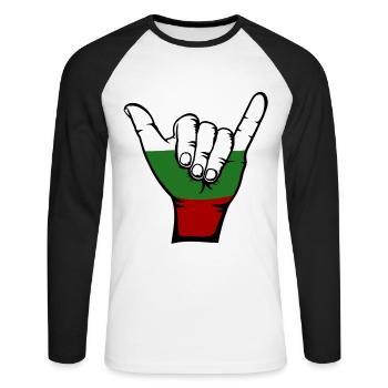 Drapeau de la Bulgarie Symbole de surf - T-shirt baseball manches longues Homme - blanc/noir - Devant - Nik (191cm)