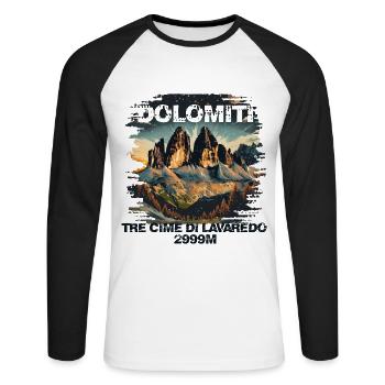 Dolomites de Tre Cime Lavaredo Dolomites des Trois Pics - T-shirt baseball manches longues Homme - blanc/noir - Devant - Nik (191cm)