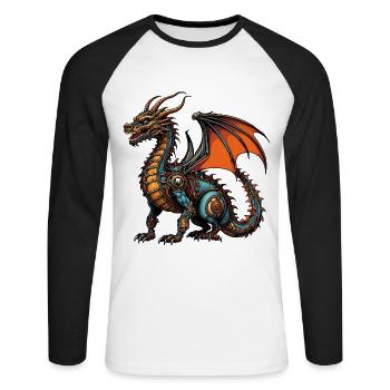 dragon - Unisex Long Sleeve Baseball T-Shirt - white/black - Front - Nik (191cm)
