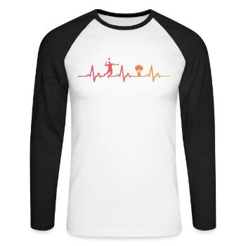 Badminton Sonnenuntergang Herzschlag Badminton - Unisex Baseballshirt langarm - Weiß/Schwarz - Vorne - Nik (191cm)