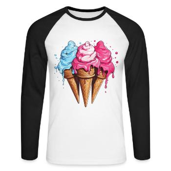 Crème glacée Crème glacée Été - T-shirt baseball manches longues Homme - blanc/noir - Devant - Nik (191cm)