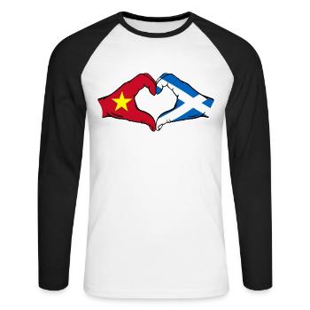 Vietnam Ecosse drapeau mains forme de coeur - T-shirt baseball manches longues Homme - blanc/noir - Devant - Nik (191cm)