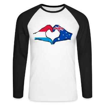 Drapeau du Luxembourg Australie en forme de coeur - T-shirt baseball manches longues Homme - blanc/noir - Devant - Nik (191cm)