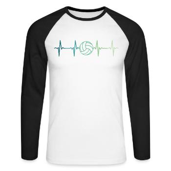 Volleyball-Herzschlag-Volleyballspieler - Unisex Baseballshirt langarm - Weiß/Schwarz - Vorne - Nik (191cm)