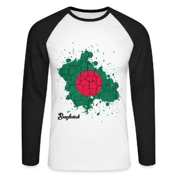 People's Republic of Bangladesh | Outline gift idea - Unisex Long Sleeve Baseball T-Shirt - white/black - Front - Nik (191cm)