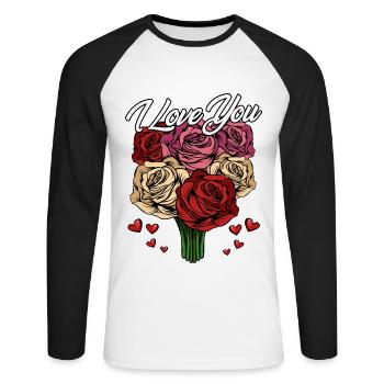 I Love You | Roses Declaration of Love Hearts Gift - Unisex Long Sleeve Baseball T-Shirt - white/black - Front - Nik (191cm)