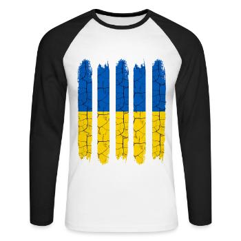 Trendy Ukraine couleurs nationales modern pays cadeau - T-shirt baseball manches longues Homme - blanc/noir - Devant - Nik (191cm)