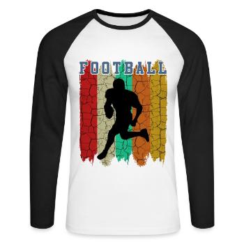 Vintage Retro Style American Football Geschenkidee - Unisex Baseballshirt langarm - Weiß/Schwarz - Vorne - Nik (191cm)