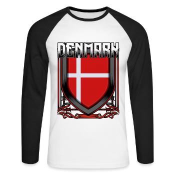 Armoiries danoises Danemark cadeau pays - T-shirt baseball manches longues Homme - blanc/noir - Devant - Nik (191cm)