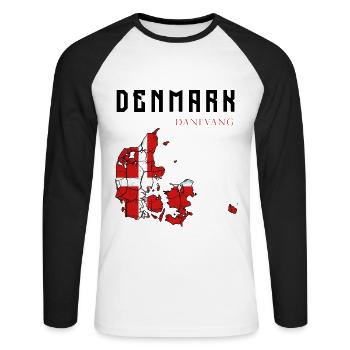 Danemark contour contour contour Copenhague cadeau - T-shirt baseball manches longues Homme - blanc/noir - Devant - Nik (191cm)