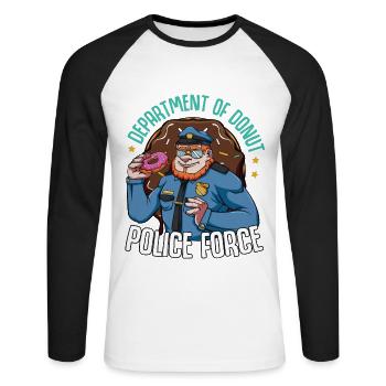 Donuts Polizei Polizist Zuckerguss Candy Geschenk - Unisex Baseballshirt langarm - Weiß/Schwarz - Vorne - Nik (191cm)