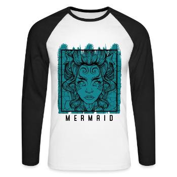Meerjungfrau Nixen Mermaiding Fabelwesen Geschenk - Unisex Baseballshirt langarm - Weiß/Schwarz - Vorne - Nik (191cm)