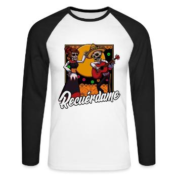 Day of the Dead | Mexican holiday Gift - Unisex Long Sleeve Baseball T-Shirt - white/black - Front - Nik (191cm)