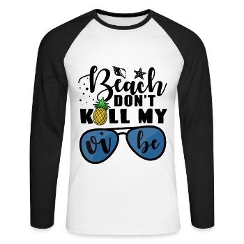 plage - T-shirt baseball manches longues Homme - blanc/noir - Devant - Nik (191cm)