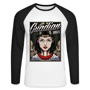 Schutzengel Engel Seraphim Heilig Himmel Geschenk - Unisex Baseballshirt langarm - Weiß/Schwarz - Vorne - Nik (191cm)