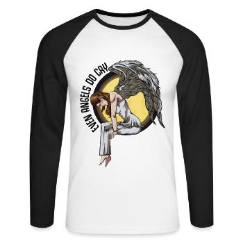 Weeping Angel Guardian Angel Angel Wings gift - Unisex Long Sleeve Baseball T-Shirt - white/black - Front - Nik (191cm)