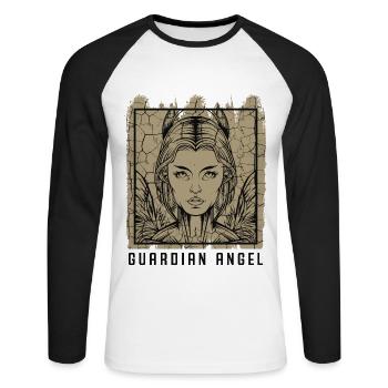 Ange gardien Chérubin Messager Messager Don de Dieu - T-shirt baseball manches longues Homme - blanc/noir - Devant - Nik (191cm)