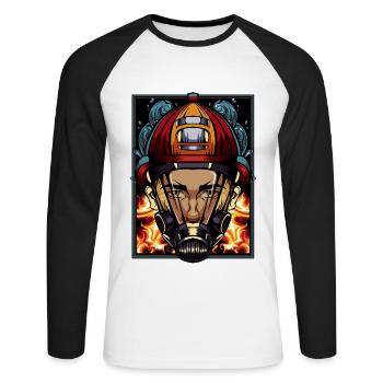 fire Department - Unisex Long Sleeve Baseball T-Shirt - white/black - Front - Nik (191cm)