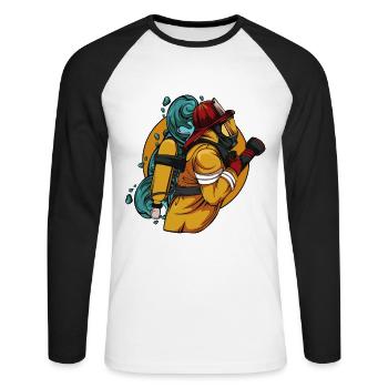 fire Department - Unisex Long Sleeve Baseball T-Shirt - white/black - Front - Nik (191cm)