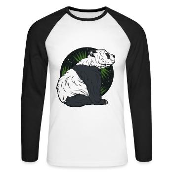 Pandabär - Unisex Baseballshirt langarm - Weiß/Schwarz - Vorne - Nik (191cm)